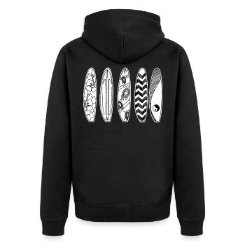 Surfen Surfbrett Vintage Klassisch Retro Surfbrett - Unisex Premium Bio Zip Hoodie - Schwarz - Hinten - Nico (187cm)