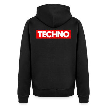 Techno - Techno music - Symbol - Unisex Premium Bio Zip Hoodie - Schwarz - Hinten - Nico (187cm)