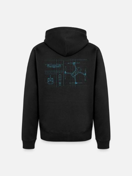 Drone Quadcopter Blueprint Drone Pilot - Unisex Premium Organic Zip Hoodie - black