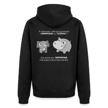 C qui le plus fort l'hippopotame ou l'éléphant ? - Veste à capuche bio Premium Unisexe - noir - Dos - Nico (187cm)