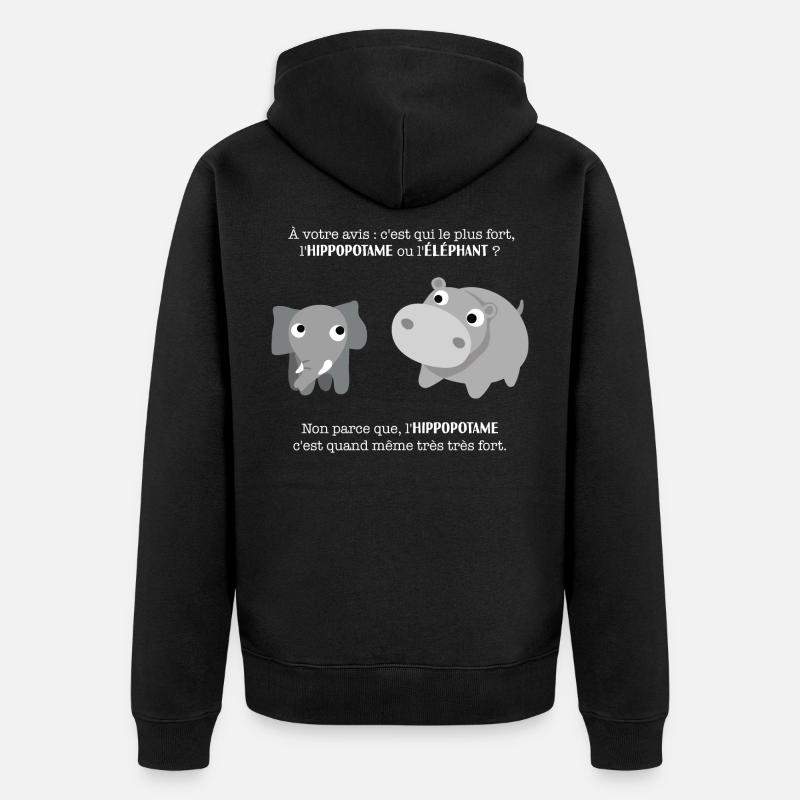C qui le plus fort l'hippopotame ou l'éléphant ? - Veste à capuche bio Premium Unisexe - noir