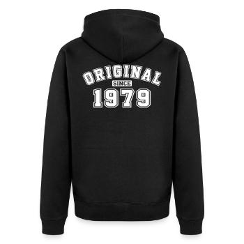 Original Since 1979 Vintage Birthday Birthday - Unisex Premium Organic Zip Hoodie - black - Back - Nico (187cm)