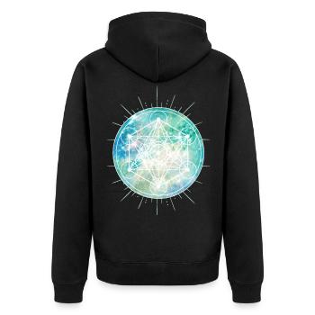 Celtic SYMBOLS - Metatron - Celts - Unisex Premium Organic Zip Hoodie - black - Back - Nico (187cm)