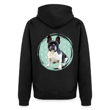 Français Bulldog français bully BULLDOGS - Veste à capuche bio Premium Unisexe - noir - Dos - Nico (187cm)
