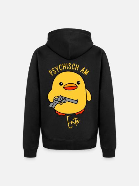 Psychisch am Ente - Unisex Premium Bio Zip Hoodie - Schwarz