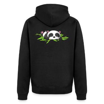 Sleeping cartoon panda - Unisex Premium Organic Zip Hoodie - black - Back - Nico (187cm)