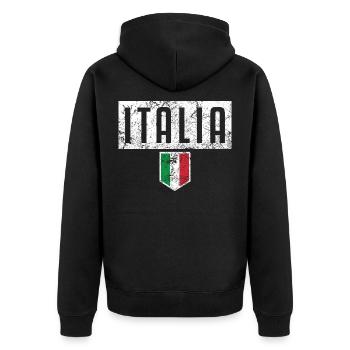 Italienische Flagge Herz Liebe Italien - Unisex Premium Bio Zip Hoodie - Schwarz - Hinten - Nico (187cm)