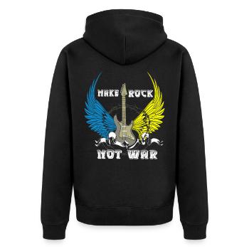 Make Rock not War - Unisex Premium Bio Zip Hoodie - Schwarz - Hinten - Nico (187cm)
