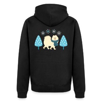 Mignon chien samoyed en hiver - Veste à capuche bio Premium Unisexe - noir - Dos - Nico (187cm)