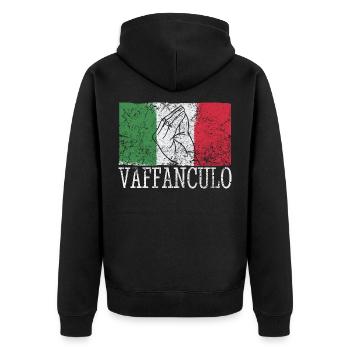 Funny Italian Italy Vaffanculo hand gesture - Unisex Premium Organic Zip Hoodie - black - Back - Nico (187cm)