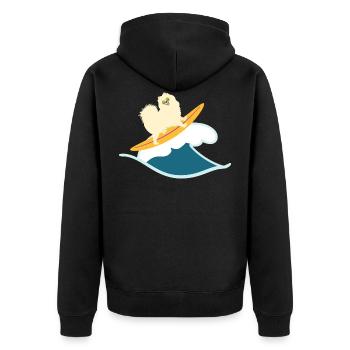 Surfing Samoyed Dog - Unisex Premium Organic Zip Hoodie - black - Back - Nico (187cm)