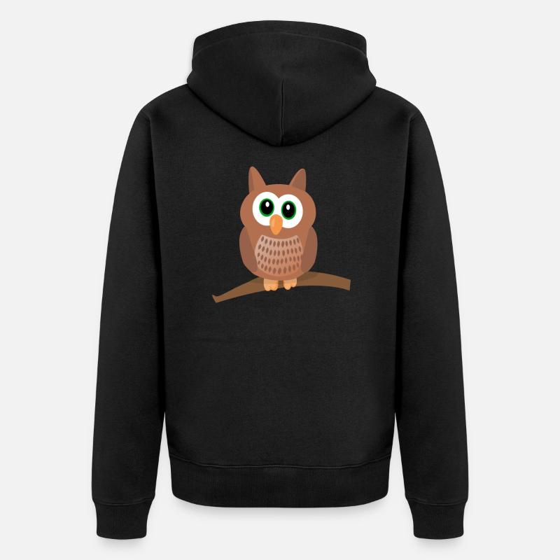 Chouette hibou mignon - Veste à capuche bio Premium Unisexe - noir