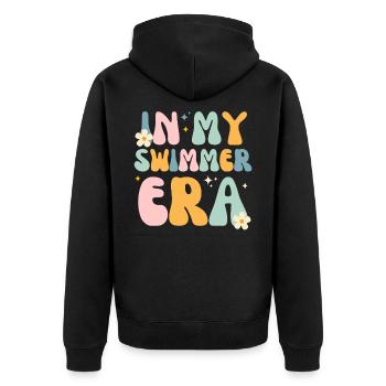 In My Swimmer Era - Swim Swimmers Swimming Pool - Unisex Premium Organic Zip Hoodie - black - Back - Nico (187cm)
