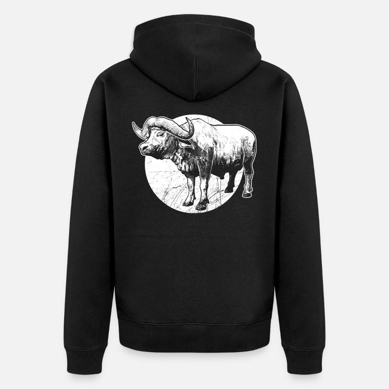 Büffel - Unisex Premium Bio Zip Hoodie - Schwarz