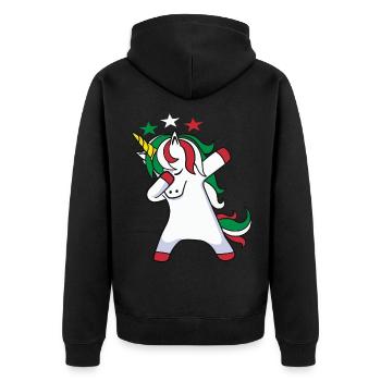 Idée cadeau licornes tamponnant cadeau licornes - Veste à capuche bio Premium Unisexe - noir - Dos - Nico (187cm)