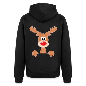Rentier Weihnachten Reindeer Geschenkideen - Unisex Premium Bio Zip Hoodie - Schwarz - Hinten - Nico (187cm)