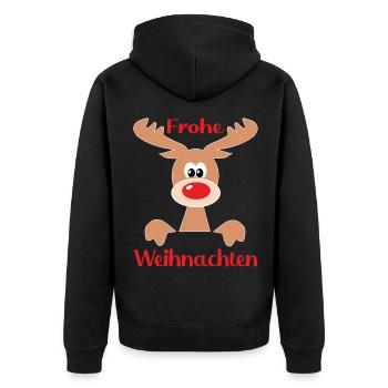 Rentier Advent - Unisex Premium Bio Zip Hoodie - Schwarz - Hinten - Nico (187cm)
