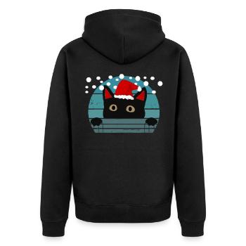 Weihnachts Katze - Unisex Premium Bio Zip Hoodie - Schwarz - Hinten - Nico (187cm)