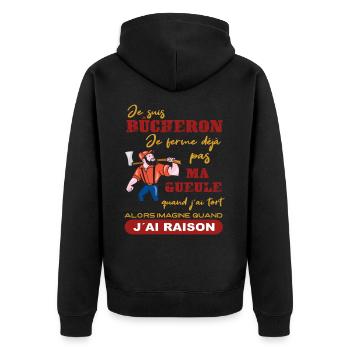 Je suis Bûcheron Forestier Homme solide Cadeau - Veste à capuche bio Premium Unisexe - noir - Dos - Nico (187cm)