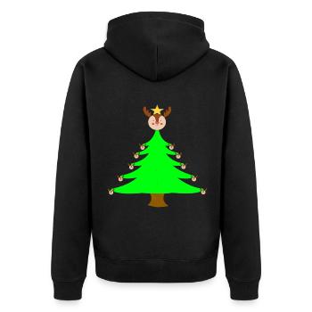 Rentier Weihnachtsbaum Xmas Weihnacht Geschenkidee - Unisex Premium Bio Zip Hoodie - Schwarz - Hinten - Nico (187cm)