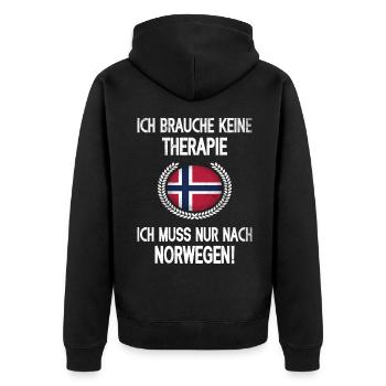Norwegen Spruch Norwegische Flagge - Unisex Premium Bio Zip Hoodie - Schwarz - Hinten - Nico (187cm)