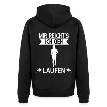 Mir reichts ich geh laufen - Unisex Premium Bio Zip Hoodie - Schwarz - Hinten - Nico (187cm)