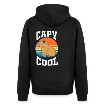 Capibara Capybara - Unisex Premium Bio Zip Hoodie - Schwarz - Hinten - Nico (187cm)