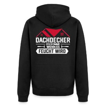 Dachdecker Handwerker Lustig - Unisex Premium Bio Zip Hoodie - Schwarz - Hinten - Nico (187cm)