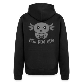 Axolotl gamer gamble gaming pew pew pew - Unisex Premium Organic Zip Hoodie - black - Back - Nico (187cm)
