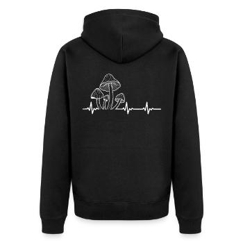 Mushroom Vintage Mushroom Picking Morel Hunter - Unisex Premium Organic Zip Hoodie - black - Back - Nico (187cm)