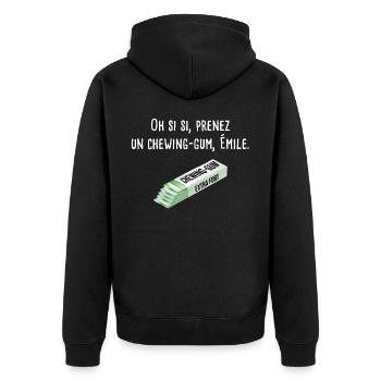 Prenez un chewing-gum Emile la cité de la peur - Veste à capuche bio Premium Unisexe - noir - Dos - Nico (187cm)