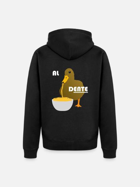 Duck funny pasta spaghetti - Unisex Premium Organic Zip Hoodie - black