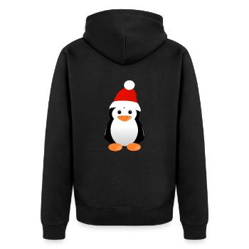 Pinguin Weihnachten süß - Unisex Premium Bio Zip Hoodie - Schwarz - Hinten - Nico (187cm)