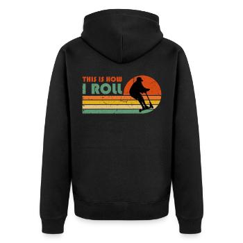 Scooter Roller Spruch Geschenk Rollen Kinder - Unisex Premium Bio Zip Hoodie - Schwarz - Hinten - Nico (187cm)