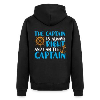 The captain is always right and I am captain - Unisex Premium Organic Zip Hoodie - black - Back - Nico (187cm)