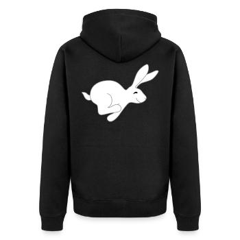 schneller Hase - Unisex Premium Bio Zip Hoodie - Schwarz - Hinten - Nico (187cm)