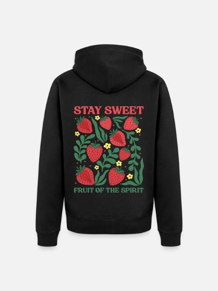 Summer and strawberries - Unisex Premium Organic Zip Hoodie - black