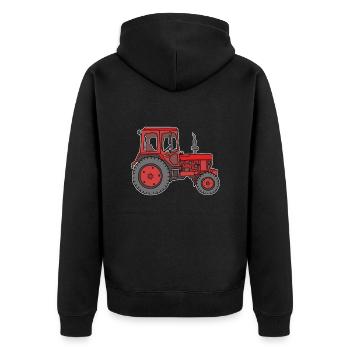 Roter Traktor / Trecker - Unisex Premium Bio Zip Hoodie - Schwarz - Hinten - Nico (187cm)