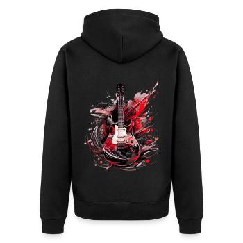 E-Gitarre Gitarre Gitarrist Musik Instrument Rock - Unisex Premium Bio Zip Hoodie - Schwarz - Hinten - Nico (187cm)
