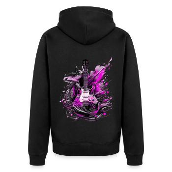 E-Gitarre Gitarre Gitarrist Musik Instrument Rock - Unisex Premium Bio Zip Hoodie - Schwarz - Hinten - Nico (187cm)