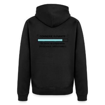 Humour Connerie suivante téléchargement - Veste à capuche bio Premium Unisexe - noir - Dos - Nico (187cm)
