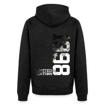 28. GEBURTSTAG LIMITED EDITION 1998 - Unisex Premium Bio Zip Hoodie - Schwarz - Hinten - Nico (187cm)
