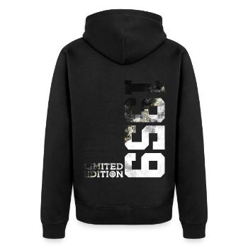 67E ANNIVERSAIRE ÉDITION LIMITÉE 1959 - Veste à capuche bio Premium Unisexe - noir - Dos - Nico (187cm)