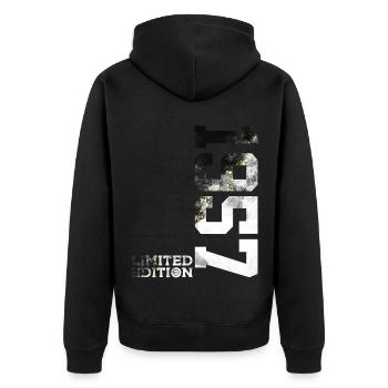 69E ANNIVERSAIRE ÉDITION LIMITÉE 1957 - Veste à capuche bio Premium Unisexe - noir - Dos - Nico (187cm)