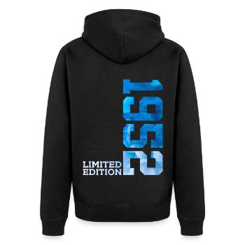 74TH BIRTHDAY LIMITED EDITION 1952 - Unisex Premium Organic Zip Hoodie - black - Back - Nico (187cm)