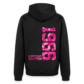 60E ANNIVERSAIRE ÉDITION LIMITÉE ROSE 1966 - Veste à capuche bio Premium Unisexe - noir - Dos - Nico (187cm)