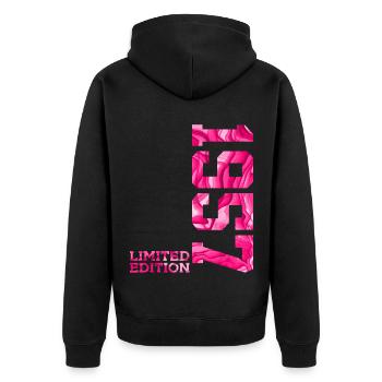 69TH BIRTHDAY PINK LIMITED EDITION 1957 - Unisex Premium Organic Zip Hoodie - black - Back - Nico (187cm)