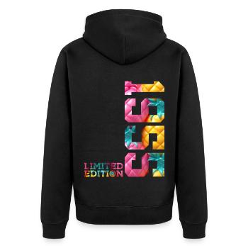 71E ANNIVERSAIRE ÉDITION LIMITÉE 1955 - Veste à capuche bio Premium Unisexe - noir - Dos - Nico (187cm)