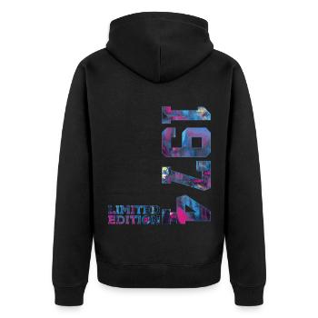 52. GEBURTSTAG 52 JAHRE LIMITED EDITION 1974 - Unisex Premium Bio Zip Hoodie - Schwarz - Hinten - Nico (187cm)