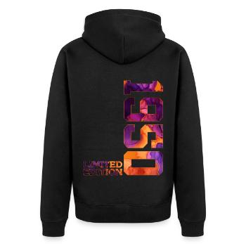 76. GEBURTSTAG 76 JAHRE LIMITED EDITION 1950 - Unisex Premium Bio Zip Hoodie - Schwarz - Hinten - Nico (187cm)